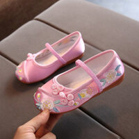 Giày vải mềm búp bê thêu hoa(hài thêu hoa) cho bé gái kết hợp áo dài đầm công chúa