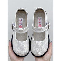 Giày vải mùa hè mới kiểu Bắc Kinh, thời trang, giày cao gót nữ đơn giản, đế mềm, thoải mái, nhẹ, giày thêu phong cách Trung Quốc mới