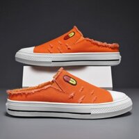 Giày Vải Nam Thấp Thoáng Khí Thông Thường Slip-On Lười Nửa Dép Nam Vải Giày Đế Bằng Giày Hợp Thời Trang Sản Phẩm Mới300327