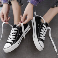 Giày Vải Nữ Mùa Xuân 2025 Phong Cách Mới Đế Bằng Thấp Giày Trắng Sinh Viên Phù Hợp Với Giày Vải Thường Ngày Phong Cách Cổ Điển Màu Trơn