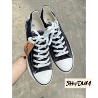Giày vải thể thao nam buộc dây hoa cúc màu đen
