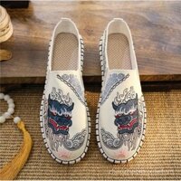 Giày vải thêu tay Vân Nam phong cách đế tràm cổ điển biểu diễn nghệ thuật trang phục cổ trang Giày vải nam năm rồng sành điệu