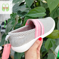 GIÀY VẢI THUN  CROCS LƯỚI LITERIDE SLIPON  MÀU GHI HỒNG CHO NỮ