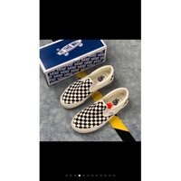 Giày Vans caro lười viền trắng