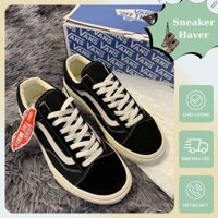 Giày Vans Vault Old Skool Bản Chuẩn, Vans Caro. Giày Vans Đen Vạch Trắng Nam Nữ Phổ Thông Basic