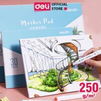 Giấy vẽ màu marker chuyên dụng Deli – A3/A4 -30 trang- tập giấy vẽ phác họa vẽ màu nước- 73609/ 73610