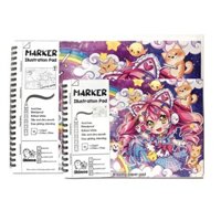 Giấy vẽ màu marker Shimoo paper pad dạng sổ gáy lò xo size A4/A5 định lượng 120gsm tô vẽ màu touchliit, touch soft head