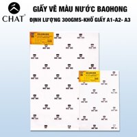 Giấy Vẽ màu nước Baohong 100% Cotton 300gms Khổ A1,A2,A3