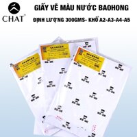 Giấy vẽ màu nước BAOHONG 100% Cotton 300gsm- Khổ A2, A3,A4,A5 khổ đủ