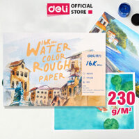 Giấy Vẽ Màu Nước Có Vân 20 Tờ 230gsm Khổ 16K 32K Chuyên Dụng Deli - 73917  73918 - 73918 - 135X195MM