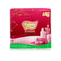 Giấy vệ sinh 3 lớp Pulppy Supreme 9 cuộn đỏ - Giấy cao cấp chính hãng