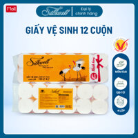 Giấy vệ sinh cao cấp Silkwell Sếu 12 cuộn 4 lớp siêu dày, giấy vệ sinh không lõi siêu tiết kiệm