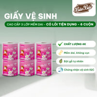 Giấy Vệ Sinh Có Lõi 6 Cuộn Hồng Cao Cấp - Bảo Bảo Tissue | Giấy Dày Mịn | Mềm Mại, An Toàn Cho Da