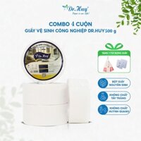 Giây vệ sinh công nghiệp cuộn lớn 500G Dr.Huy, giấy 3 lớp dai mềm mịn làm từ bột gỗ nguyên sinh - Tặng kèm túi đựng