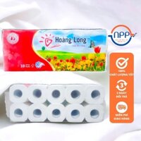 Giấy vệ sinh Hoàng Long có lõi 2 lớp giấy mềm, mịn dễ chịu 10cuộn/xách
