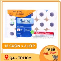 Giấy vệ sinh LENCY 15 cuộn x 3 lớp dày mịn - tapquachukim