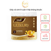 Giấy vệ sinh Posy Luxury 9 cuộn 4 lớp kháng khuẩn cao cấp, Posy chín cuộn bốn lớp có lõi siêu mềm mịn