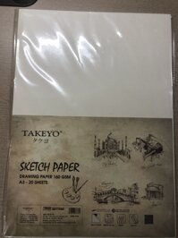 Giấy vẽ Takeyo A3, vẽ chì màu, chì đen, sáp, màu nước ... định lượng 160gsm x 20 tờ 8735