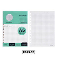 Giấy viết RFA5-02, Ruột thay thế sổ binder, khổ A5, dòng kẻ caro 5x5, ĐL100gsm, 50 tờ/túi