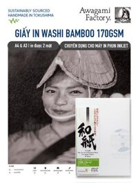 Giấy washi chuyên dụng cho in phun inkjet Awagami Bamboo 170gsm (in được 2 mặt) A3 | A4