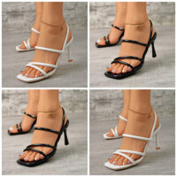 Giày xăng đan nữ mũi vuông gót nhọn 7cm quai ngang mới GX67