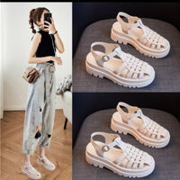 Giày xăng đan nữ quai hậu đan dây rọ bít mũi hottrend, giày đế PU nhẹ cao 5p siêu đẹp