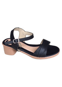 Giày xăng đan nữ quai ngang Trường Hải da bò thật màu  đen gót vuông đế PU siêu nhe  cao 5cm màu đen SDN0741 HÌNH ẢNH THẬT - Đen - 38