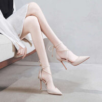 giày xuất xịn cao gót tiểu thư Giày cao gót dây buộc La Mã giày đơn bít mũi mũi nhọn thích hợp cảm giác thiết kế dễ phối mẫu mới mùa xuân và mùa thu 2022 cho nữ gót nhọn