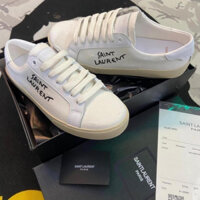 Giày YSL PARIS , Giày Saint Laurent Màu Kem Vải Canvas Bản Cao Cấp