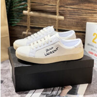 Giày YSL Sant Laurent Vải Canvas Màu kem, Giày Sneaker YSL Vải