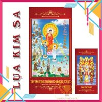 [GIEO DUYÊN] Tam Tây Phương Thánh Chúng- Tranh Vải Kim Sa Cao Cấp 40x80cm