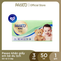 [GIFT] 01 Gói khăn giấy em bé du lịch Paseo 50 tờ, 3 lớp an toàn cho da bé