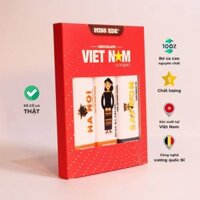 Gift box:  Sô cô la VIET NAM gourmet MISS EDE - Hộp trung (VIETNAM gourmet Chocolate - gift box Size M) -  MISS EDE - Hộp 60g (3 thanh x 30g: 2 thanh sữa & 1 thanh đen)