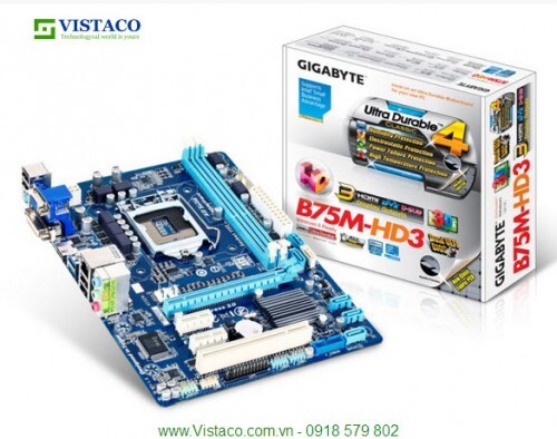 Bo mạch chủ - Mainboard Gigabyte GA-B75M-HD3 - Socket 1155 , Intel B75, 2xDIMM, Max 16 GB, DDR3