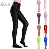 【GIGGLE】Stain Women's Crotchless Hosiery Glossy Pantyhose Lingerie Tights Stockings