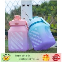 GiGiBomstBình đựng nước cute có ống hút nhựa cao cấp dung tích 1500ml, Bình nước nhựa có vòi 1,5 lít có chia
