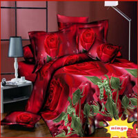 Gigicloud 3D Hoa Hồng Đôi Nữ Hoàng King Kích Thước Bộ Chăn Ga Gối Quilt Duvet Cover Set