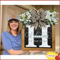 Gigicloud A-Z 26 Chữ Nhân Tạo Vòng Hoa Cửa Trước Với Cây Xanh Nơ Dấu Hiệu Chào Mừng Vòng Hoa Nhà Cho Trong Nhà Ngoài Trời Trang Trí Nhà