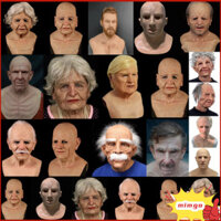Gigicloud Cosplay Bald Old Man Wrinkle Face Mask Halloween Party Carnival Đạo cụ