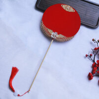 Gilding Quạt Đỏ Hai Mặt Cổ Hanfu Sườn Xám Khiêu Vũ Biểu Diễn Đạo Cụ Ảnh