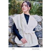 Gile dạ lông cừu trắng túi ốp thiết kế Elise FW2212130TVWLWH