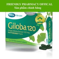 Giloba 120 – Hỗ trợ tăng cường tuần hoàn não , giảm đau đầu, hoa mắt, tiền đình (30 viên)