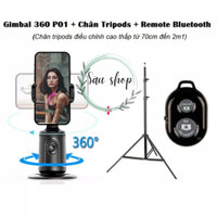 Gimbal 360 P01 Tặng Remote, Giá Đỡ Gymbal Chân Cao 2.1M, Tự Chuyển Động Theo Khuôn Mặt Quay Video 360°