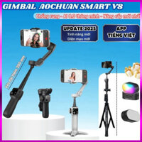 Gimbal chống rung 3 trục chính hãng AOCHUAN Smart V8, Gimbo điện thoại 360 độ cải tiến mới nhất vào năm 2025 - sale sốc
