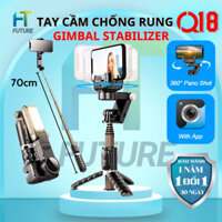 Gimbal Chống Rung Điện Thoại Q18 Tay Cầm Chống Rung Gậy Tự Sướng Có Đèn LED Xoay 360 Độ
