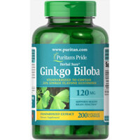 Ginkgo Biloba hộp 200 viên 120 mg Puritan's Pride - Viên uống bổ não, chống chóng mặt của Mỹ