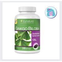Ginkgo Biloba Trunature 340 viên của Mỹ, Viên uống Bổ não, Tuần hoàn não, Giảm rối loạn Tiền đình, Tăng trí nhớ