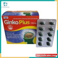 Ginko plus 150mg (giúp hoạt huyết ,hỗ trợ tăng cường tuần hoàn não, giảm các biểu hiện thiểu năng tuần hoàn não...)