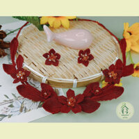[GINNY HOUSE] Set vòng cổ dạng kiềng + hoa tai handmade họa tiết hoa lá GS1