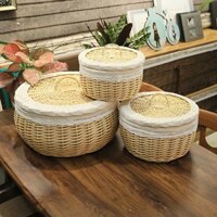 Giỏ Bánh Mì Mây Lên Men Giỏ Bánh Mì / Giỏ Trái Cây Mây Wicker Bánh Mì Tròn Hạt Giỏ Chứa Đồ / Hộp Đựng Bánh Mì Hình Tròn
